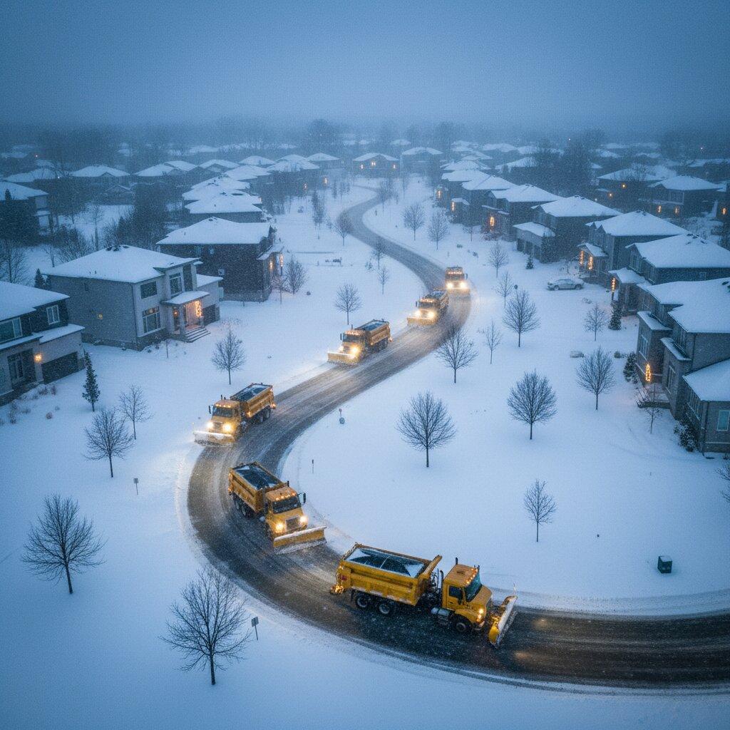 Tableau de bord du répartiteur Follosoft montrant la position en direct des camions de déneigement sur une carte